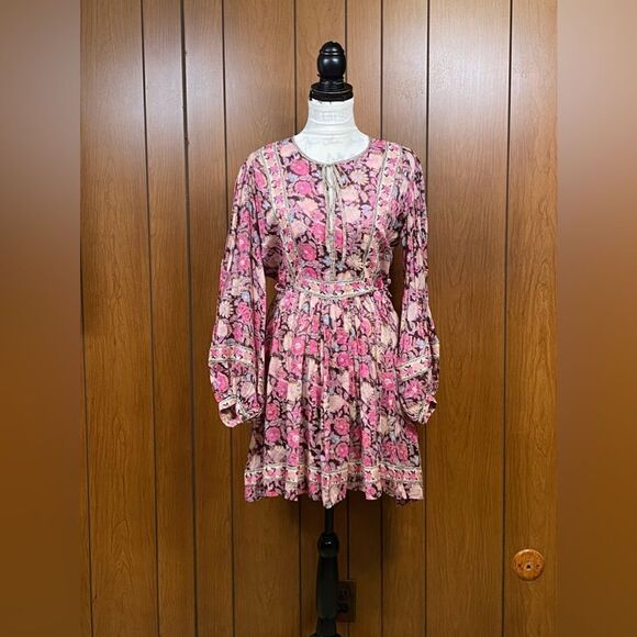 Isabel Marant Étoile Gilinesia Floral Cotton Peasant Minidress size 36/us size 4 - Picture 5 of 16